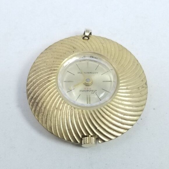 Vintage Lucerne Pendant Watch, Automatic, Gold Tone Radiant Design Case, AS IS - Picture 6 of 6